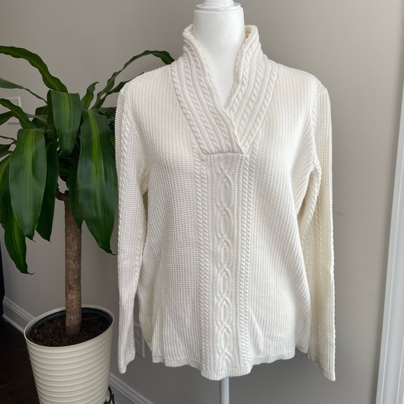 Nautica Women's Shawl Collar Fisherman Cable Knit Long Sleeve Sweater - Size XXL - Picture 2 of 6